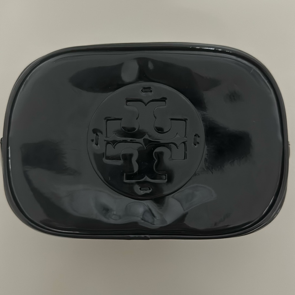 Tory Burch Logo Patent Leather Cosmetic Bag